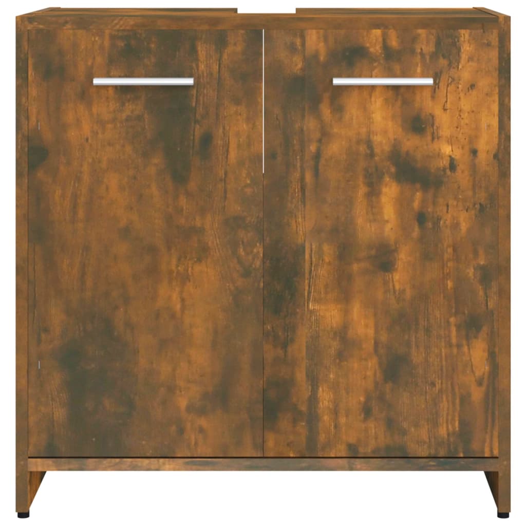 Füstös tölgyszínű szerelt fa fürdőszobaszekrény 60x33x60 cm