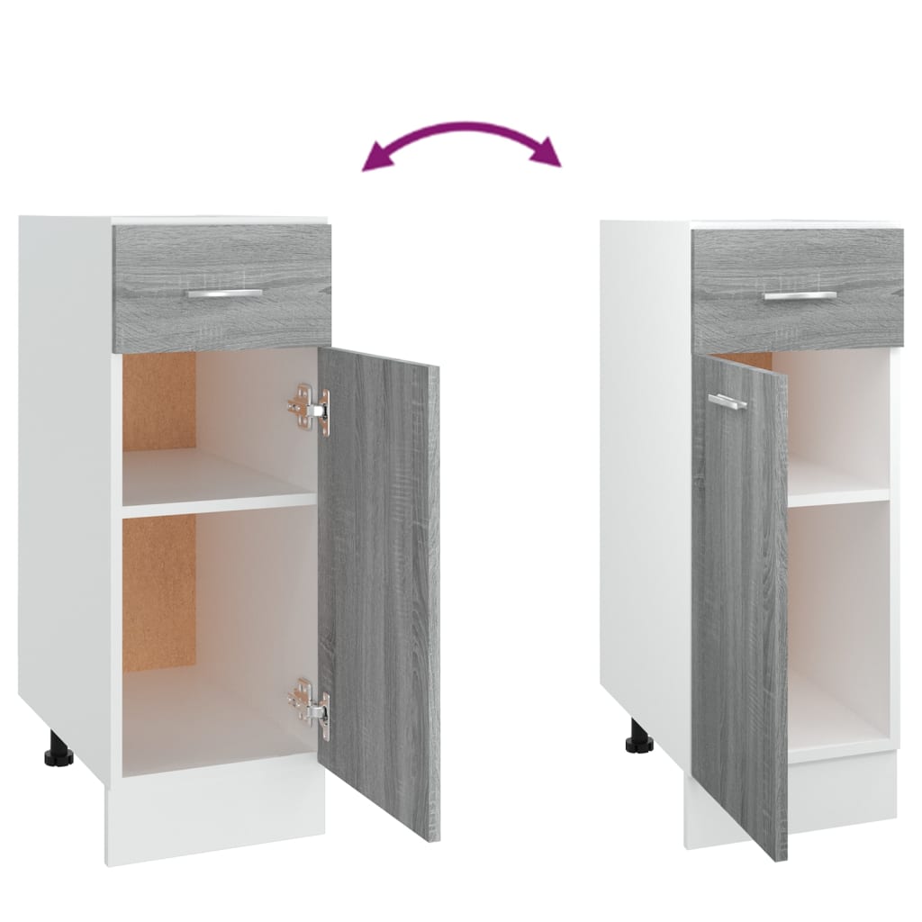 Szürke sonoma szerelt fa fiókos alsószekrény 30 x 46 x 81,5 cm