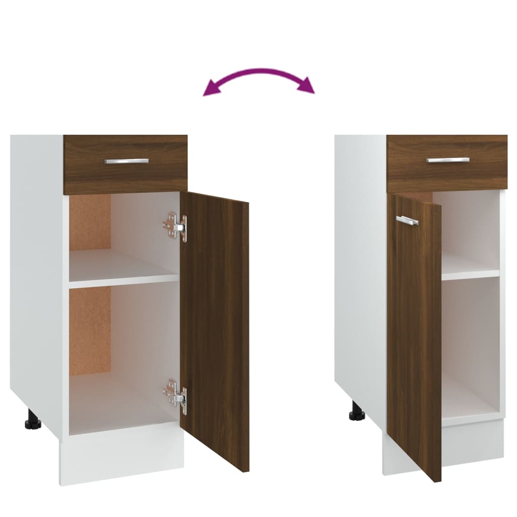 Barna tölgy színű szerelt fa fiókos alsószekrény 30x46x81,5 cm