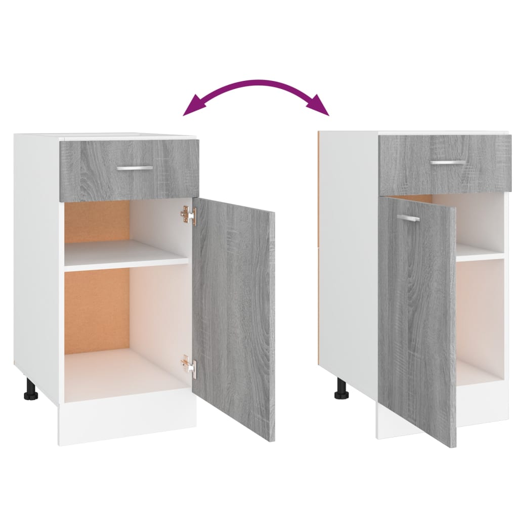 Szürke sonoma szerelt fa fiókos alsószekrény 40x46x81,5 cm