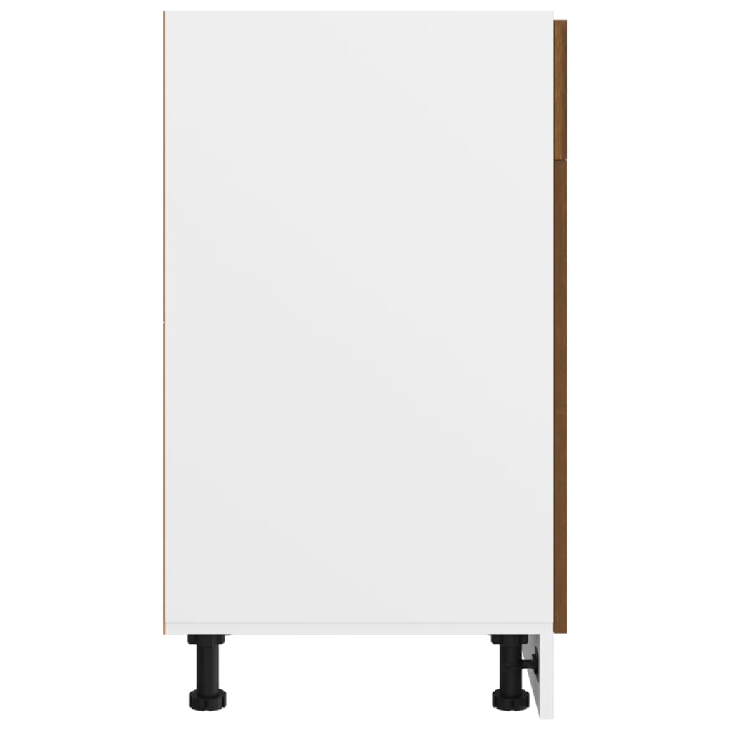 Barna tölgyszínű szerelt fa fiókos alsószekrény 40x46x81,5 cm