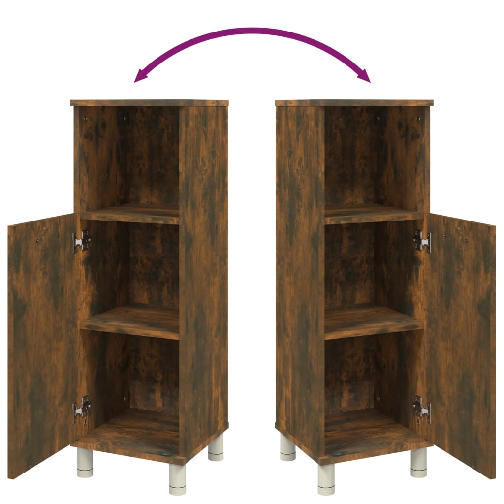 Füstös tölgy színű szerelt fa fürdőszobaszekrény 30x30x95 cm