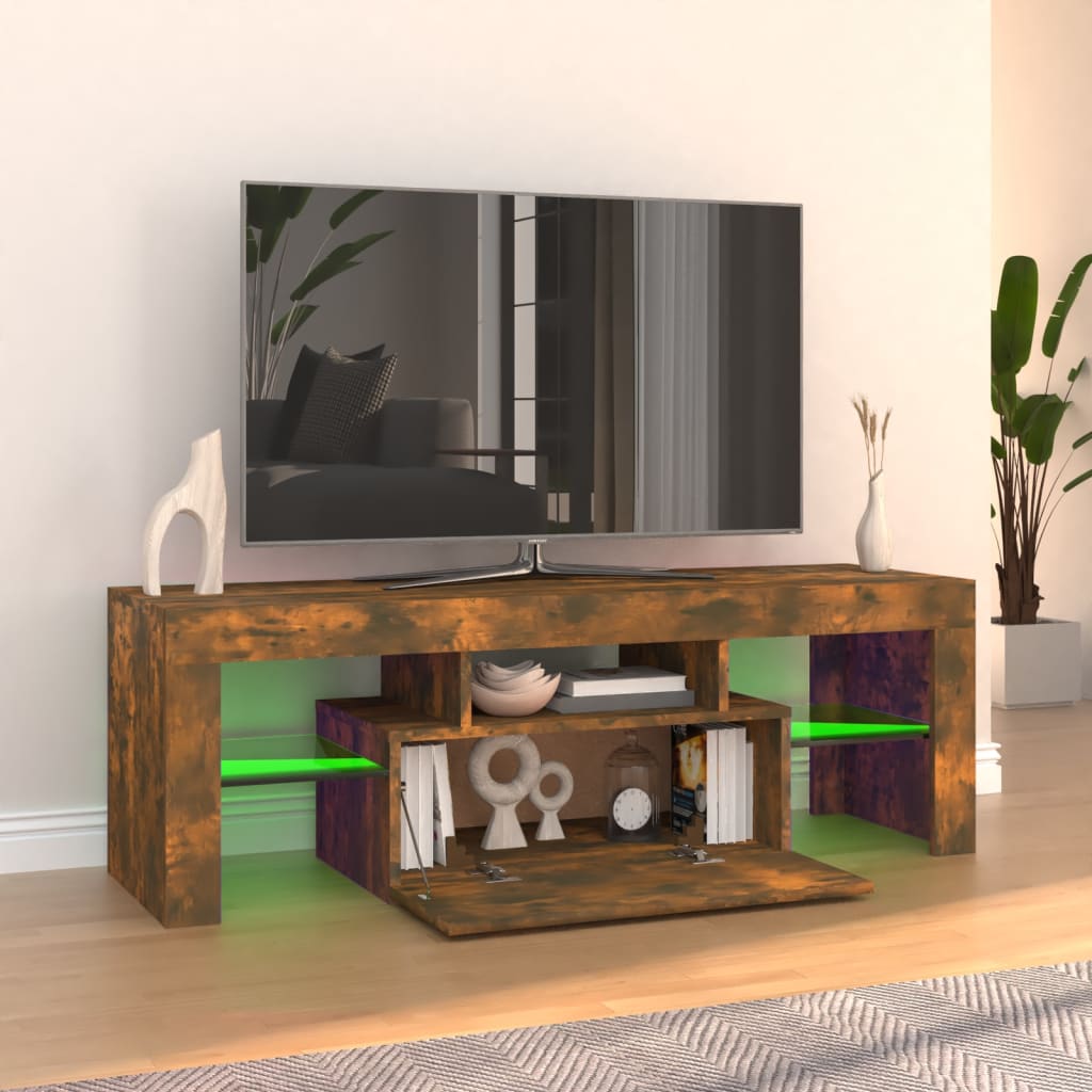 Füstös tölgyszínű tv-szekrény led-világítással 120 x 35 x 40 cm Füstös tölgyszínű tv-szekrény led-világítással 120 x 35 x 40 cm