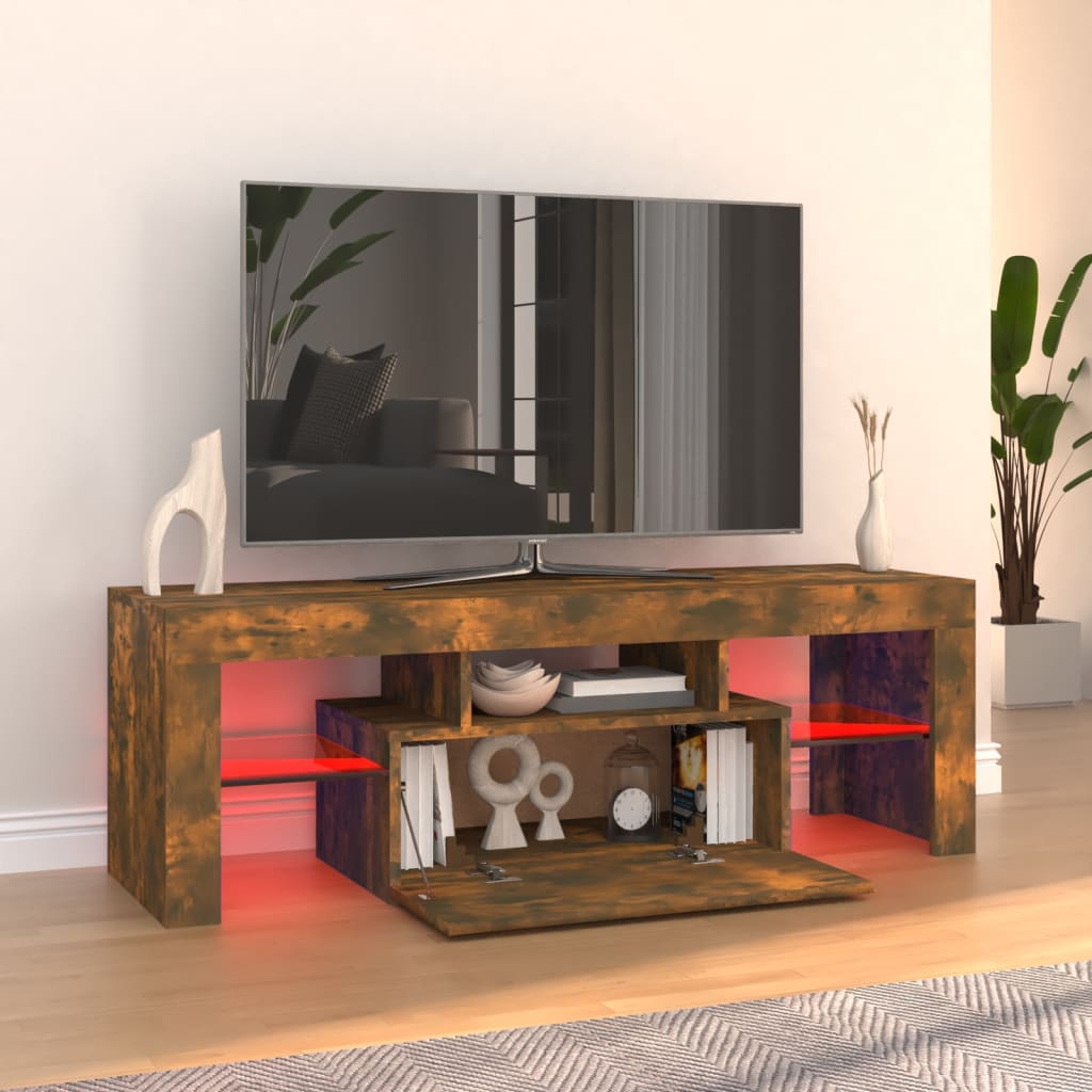 Füstös tölgyszínű tv-szekrény led-világítással 120 x 35 x 40 cm Füstös tölgyszínű tv-szekrény led-világítással 120 x 35 x 40 cm
