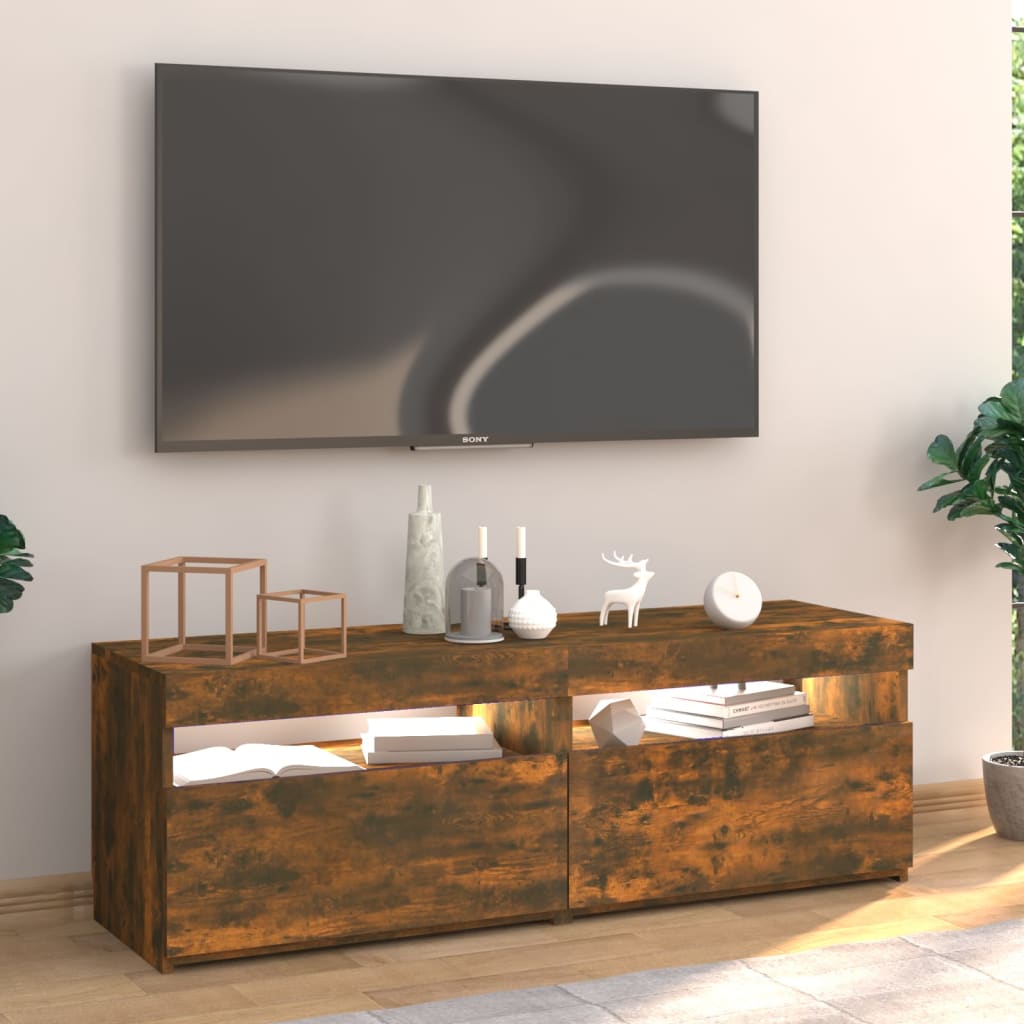 Füstös tölgyszínű tv-szekrény led-világítással 120 x 35 x 40 cm Füstös tölgyszínű tv-szekrény led-világítással 120 x 35 x 40 cm
