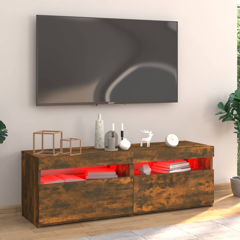 Füstös tölgyszínű tv-szekrény led-világítással 120 x 35 x 40 cm Füstös tölgyszínű tv-szekrény led-világítással 120 x 35 x 40 cm