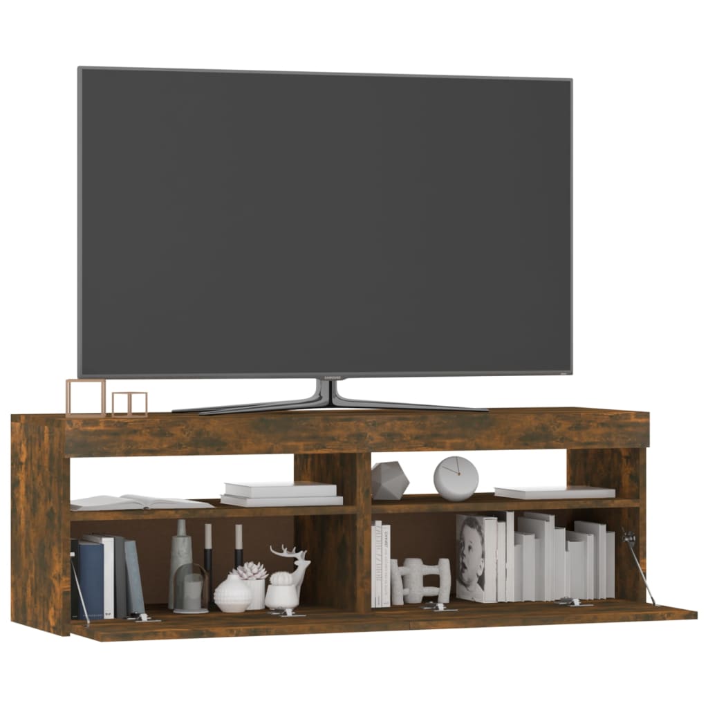 Füstös tölgyszínű tv-szekrény led-világítással 120 x 35 x 40 cm Füstös tölgyszínű tv-szekrény led-világítással 120 x 35 x 40 cm