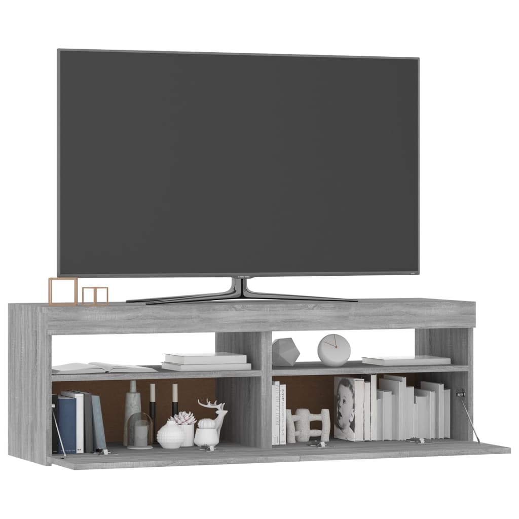 Szürke sonoma színű tv-szekrény led-lámpákkal 120 x 35 x 40 cm Szürke sonoma színű tv-szekrény led-lámpákkal 120 x 35 x 40 cm