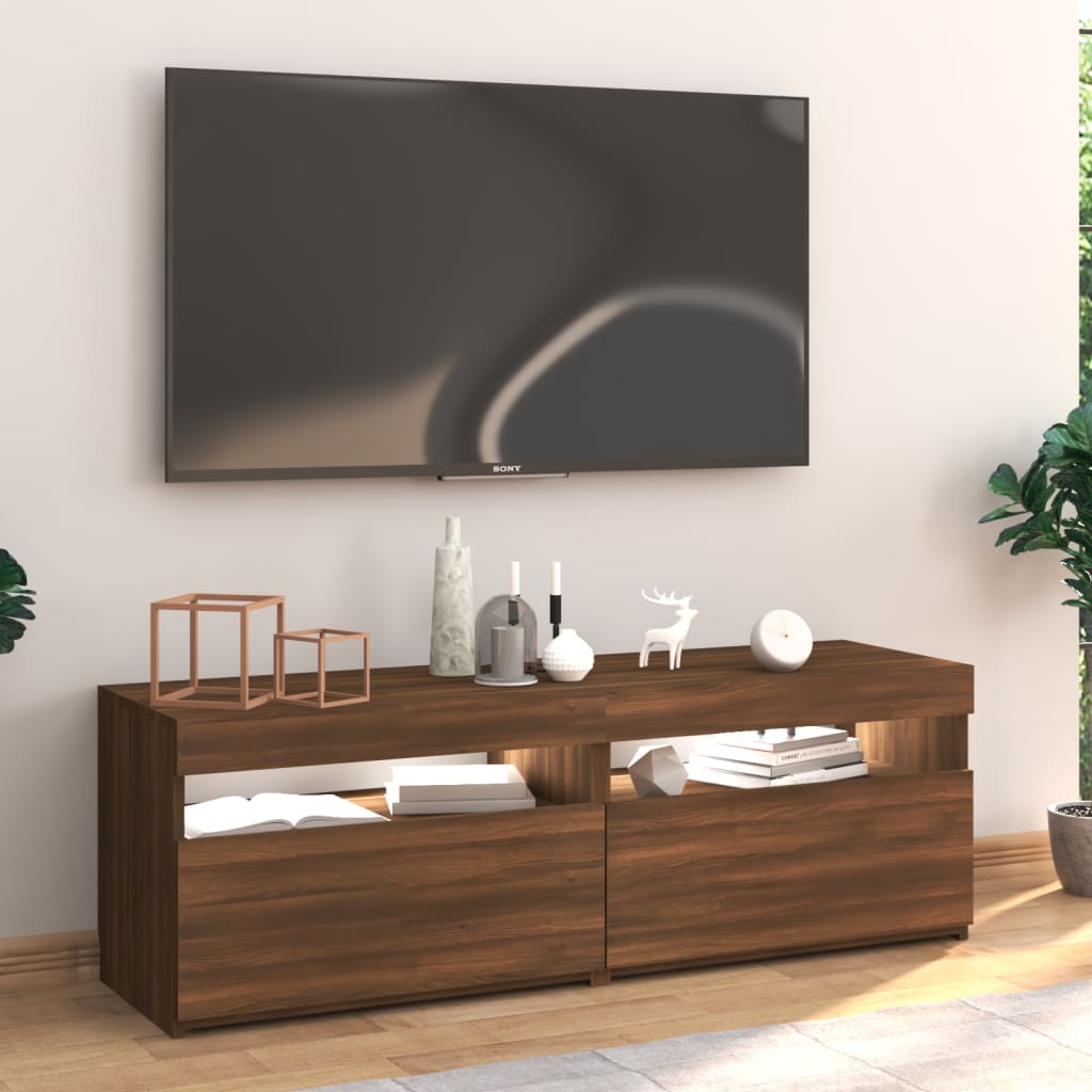 Barna tölgyszínű tv-szekrény led-lámpákkal 120 x 35 x 40 cm Barna tölgyszínű tv-szekrény led-lámpákkal 120 x 35 x 40 cm