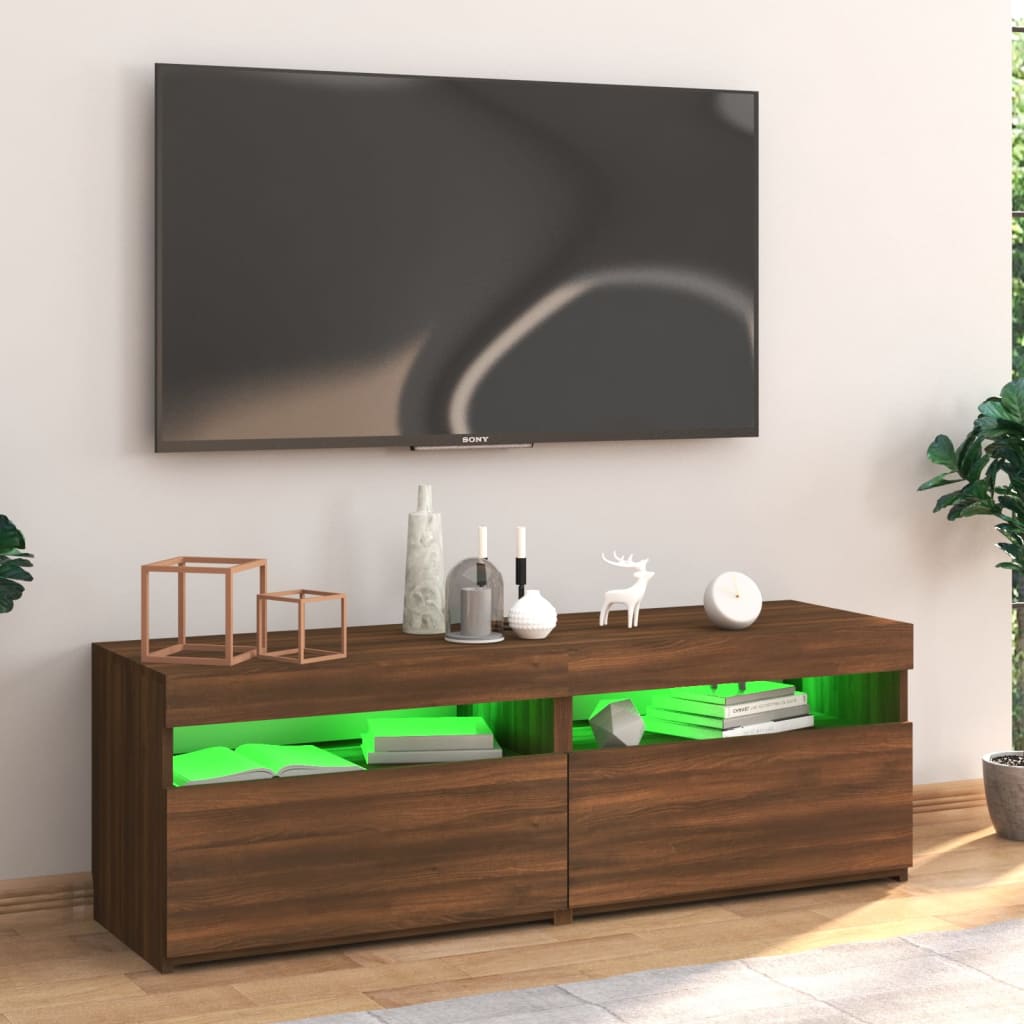 Barna tölgyszínű tv-szekrény led-lámpákkal 120 x 35 x 40 cm Barna tölgyszínű tv-szekrény led-lámpákkal 120 x 35 x 40 cm