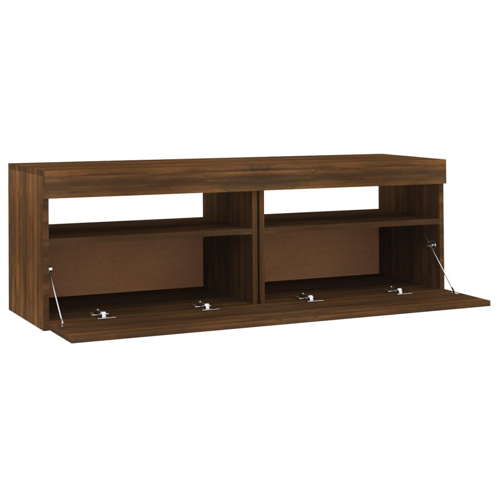 Barna tölgyszínű tv-szekrény led-lámpákkal 120 x 35 x 40 cm Barna tölgyszínű tv-szekrény led-lámpákkal 120 x 35 x 40 cm