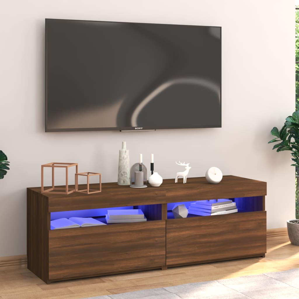 Barna tölgyszínű tv-szekrény led-lámpákkal 120 x 35 x 40 cm Barna tölgyszínű tv-szekrény led-lámpákkal 120 x 35 x 40 cm