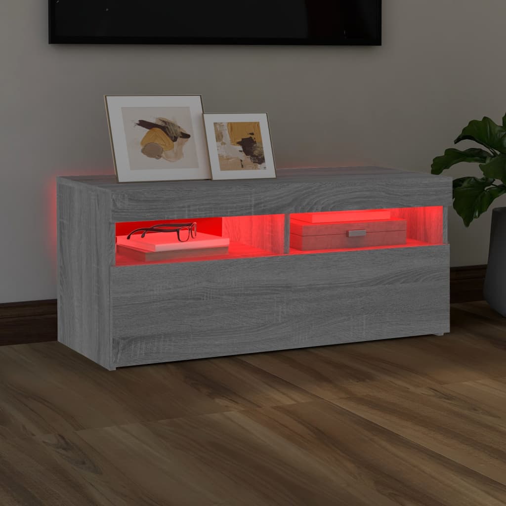 Szürke sonoma színű tv-szekrény led-világítással90 x 35 x 40 cm