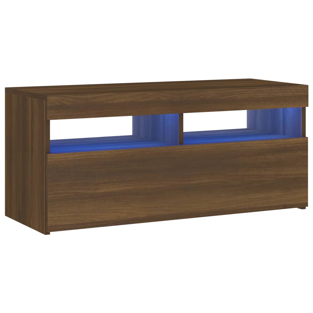Barna tölgy színű tv-szekrény led-világítással 90 x 35 x 40 cm Barna tölgy színű tv-szekrény led-világítással 90 x 35 x 40 cm