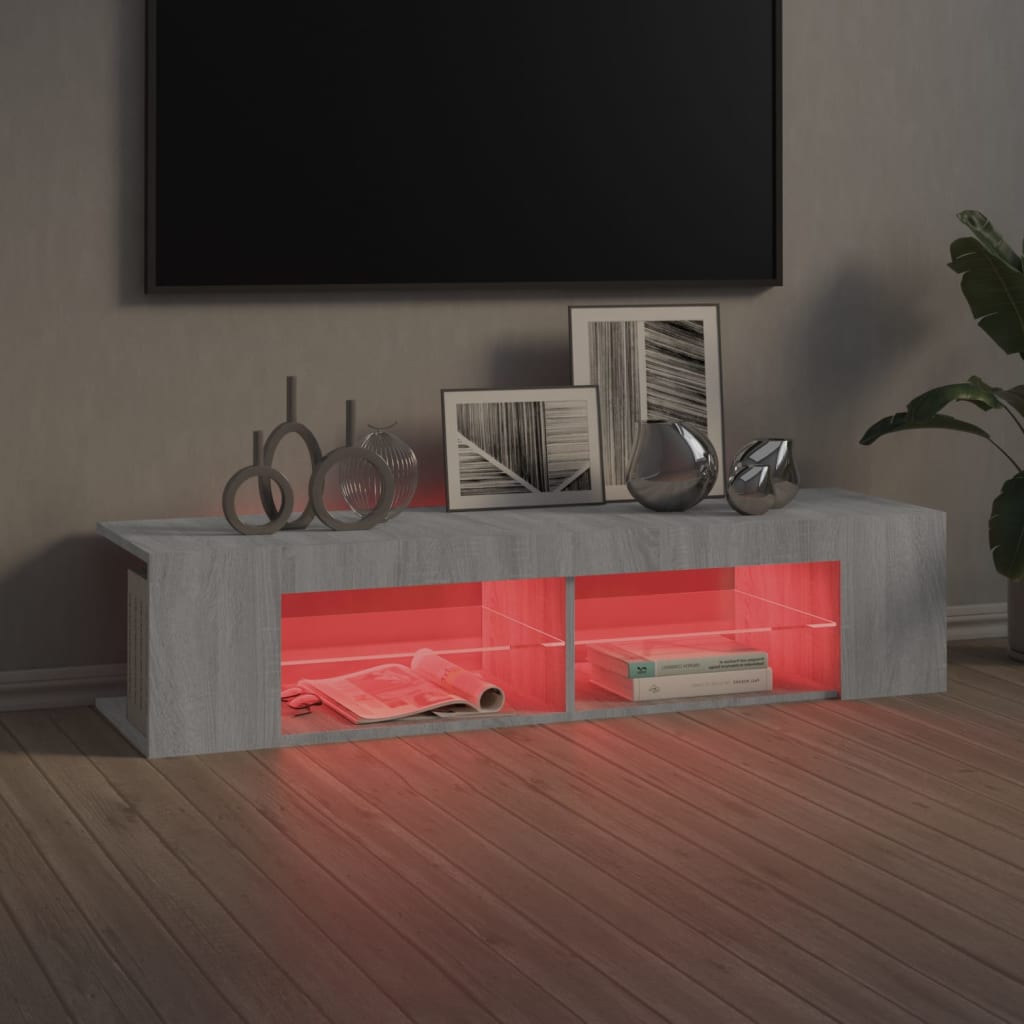 Szürke sonoma színű tv-szekrény led-lámpákkal 135 x 39 x 30 cm Szürke sonoma színű tv-szekrény led-lámpákkal 135 x 39 x 30 cm