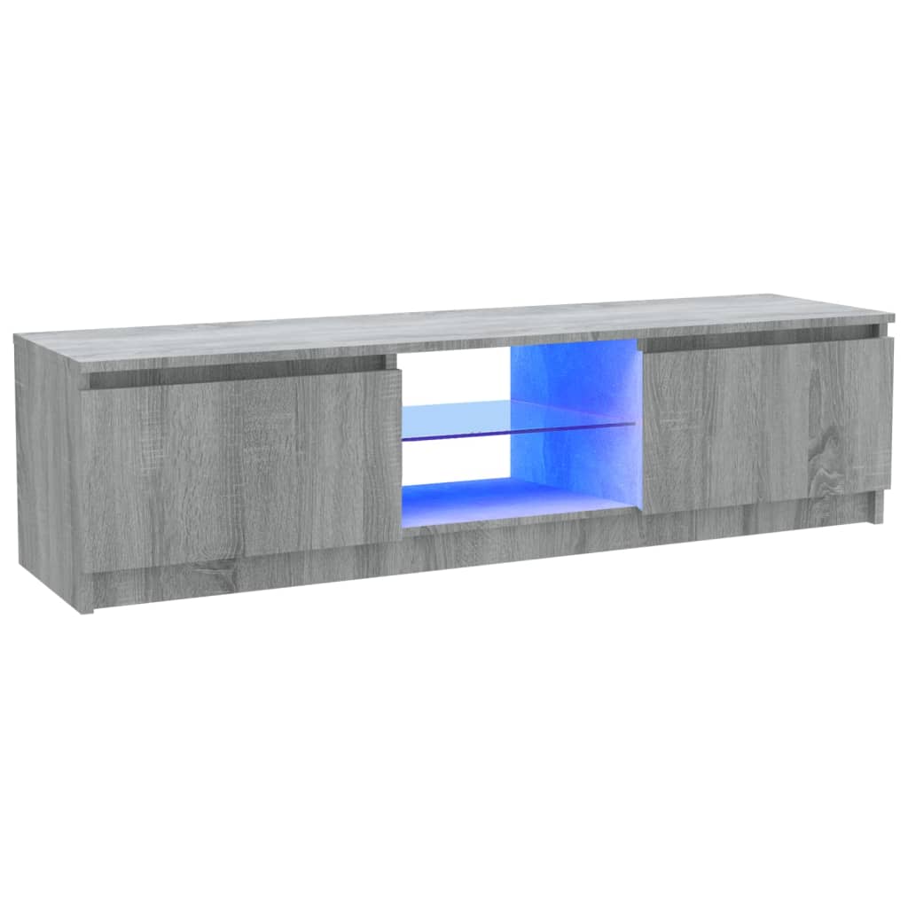 Szürke sonoma színű tv-szekrény led lámpákkal 120 x 30 x 35,5cm