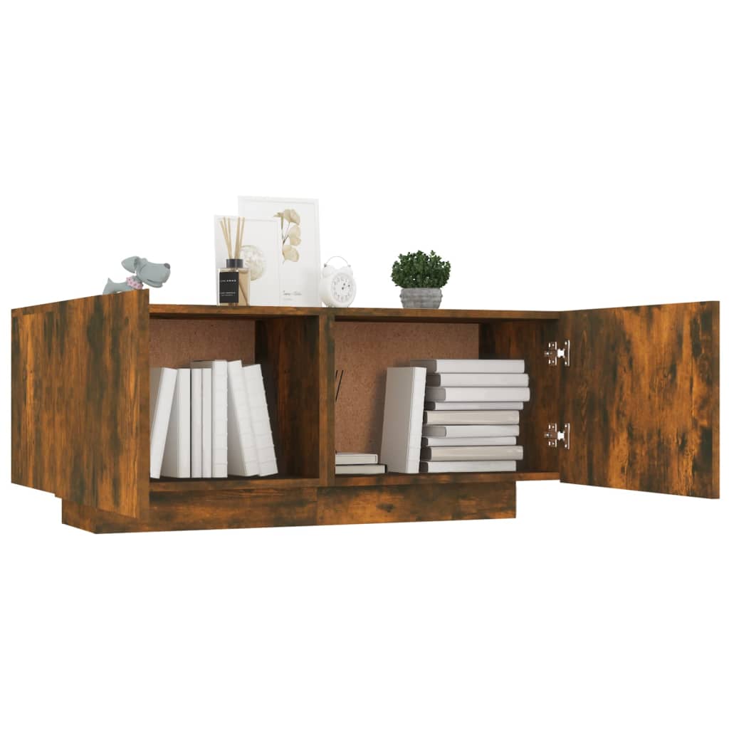 Füstös tölgyszínű szerelt fa tv-szekrény 100 x 35 x 40 cm Füstös tölgyszínű szerelt fa tv-szekrény 100 x 35 x 40 cm