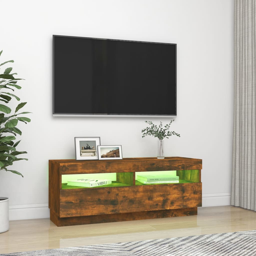 Füstös tölgyszínű tv-szekrény led-világítással 100 x 35 x 40 cm Füstös tölgyszínű tv-szekrény led-világítással 100 x 35 x 40 cm