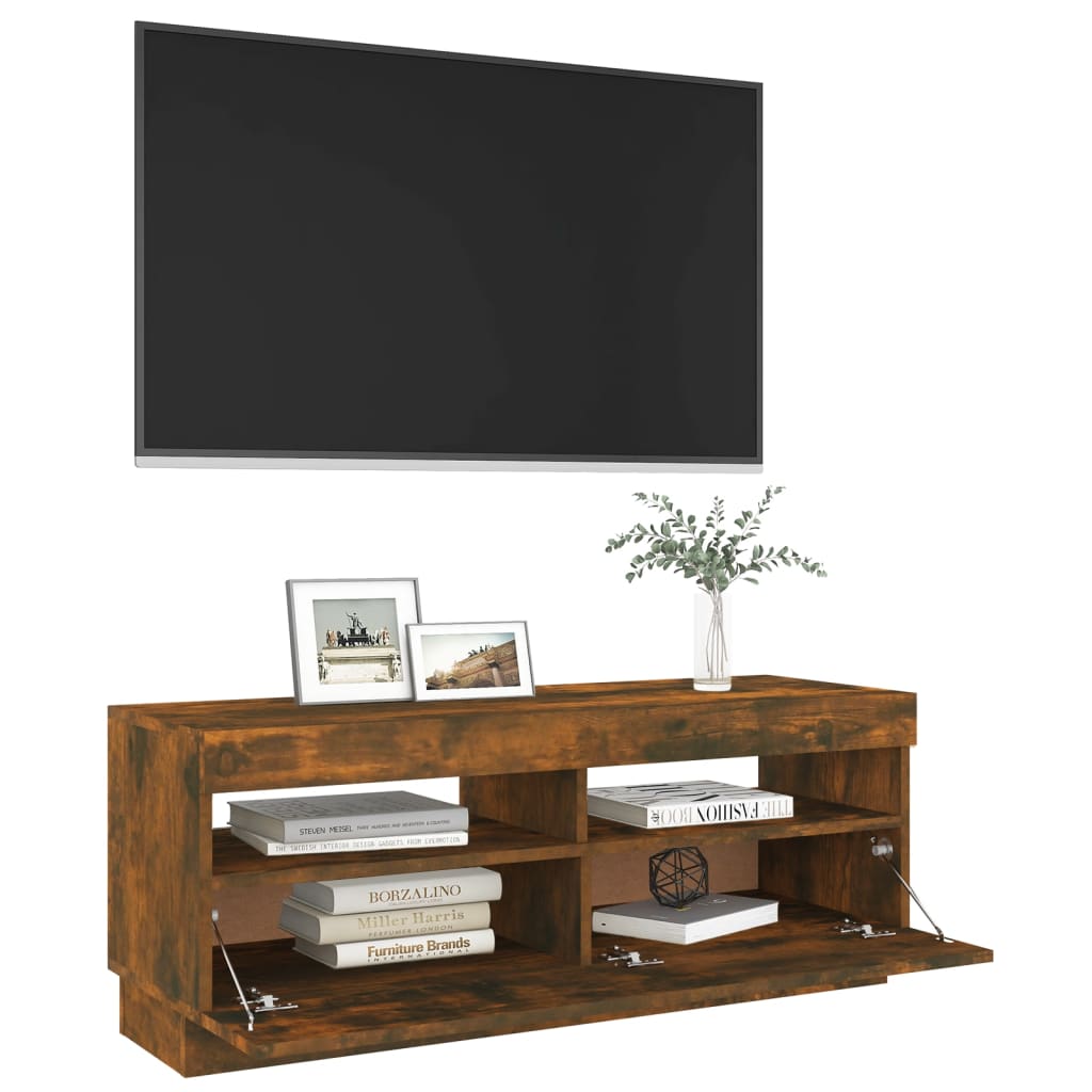 Füstös tölgyszínű tv-szekrény led-világítással 100 x 35 x 40 cm Füstös tölgyszínű tv-szekrény led-világítással 100 x 35 x 40 cm