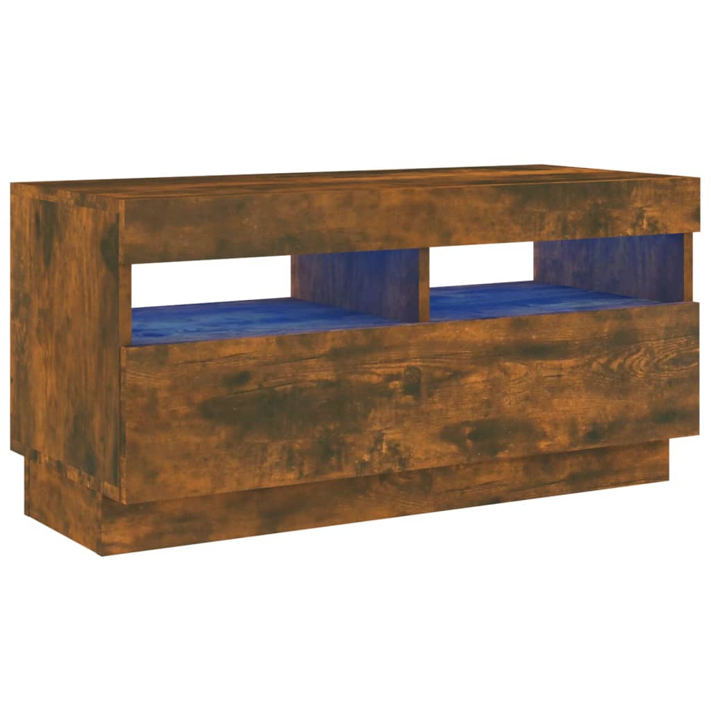 Füstös tölgyszínű tv-szekrény led-világítással 80 x 35 x 40 cm Füstös tölgyszínű tv-szekrény led-világítással 80 x 35 x 40 cm