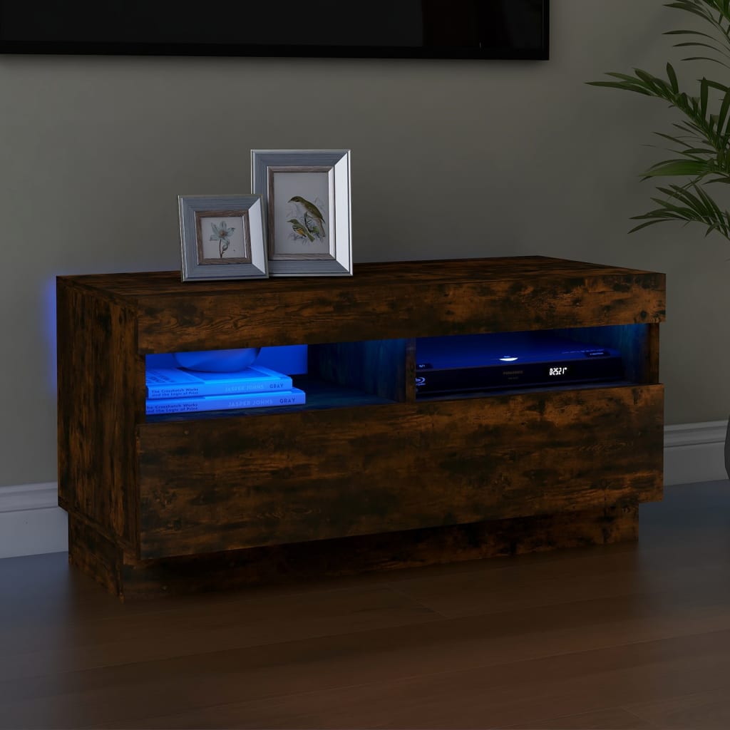 Füstös tölgyszínű tv-szekrény led-világítással 80 x 35 x 40 cm Füstös tölgyszínű tv-szekrény led-világítással 80 x 35 x 40 cm