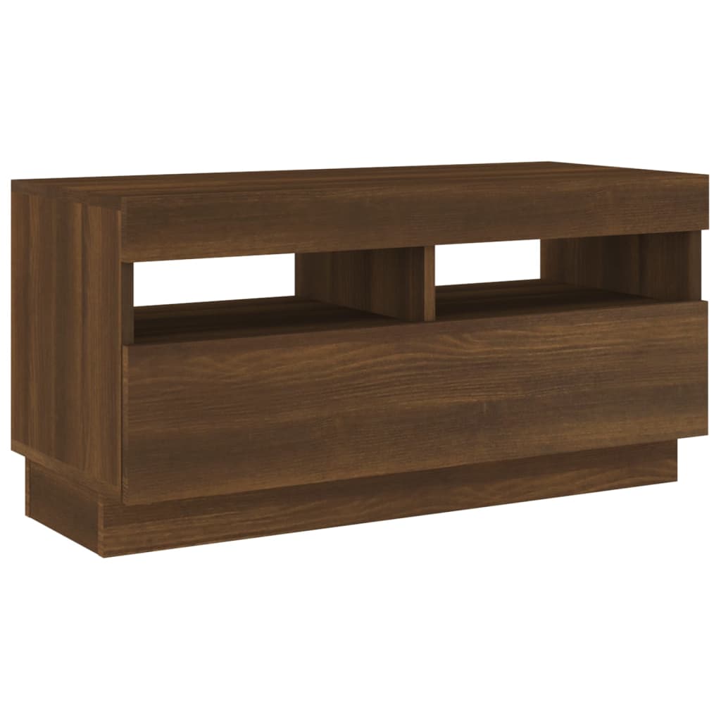 Barna tölgyszínű tv-szekrény led-világítással 80 x 35 x 40 cm Barna tölgyszínű tv-szekrény led-világítással 80 x 35 x 40 cm