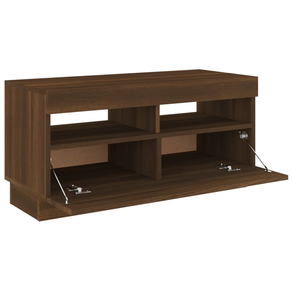 Barna tölgyszínű tv-szekrény led-világítással 80 x 35 x 40 cm Barna tölgyszínű tv-szekrény led-világítással 80 x 35 x 40 cm
