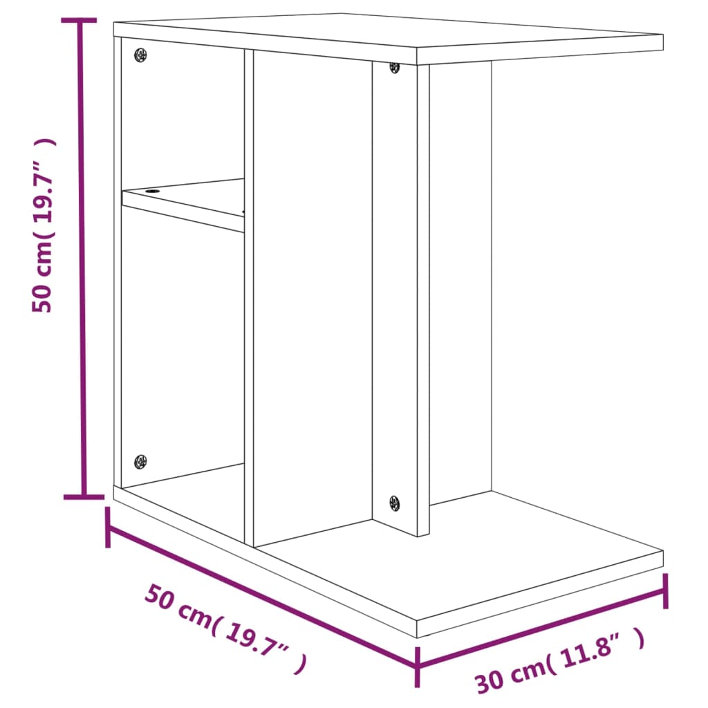 Füstös tölgyszínű szerelt fa kisasztal 50x30x50 cm Füstös tölgyszínű szerelt fa kisasztal 50x30x50 cm