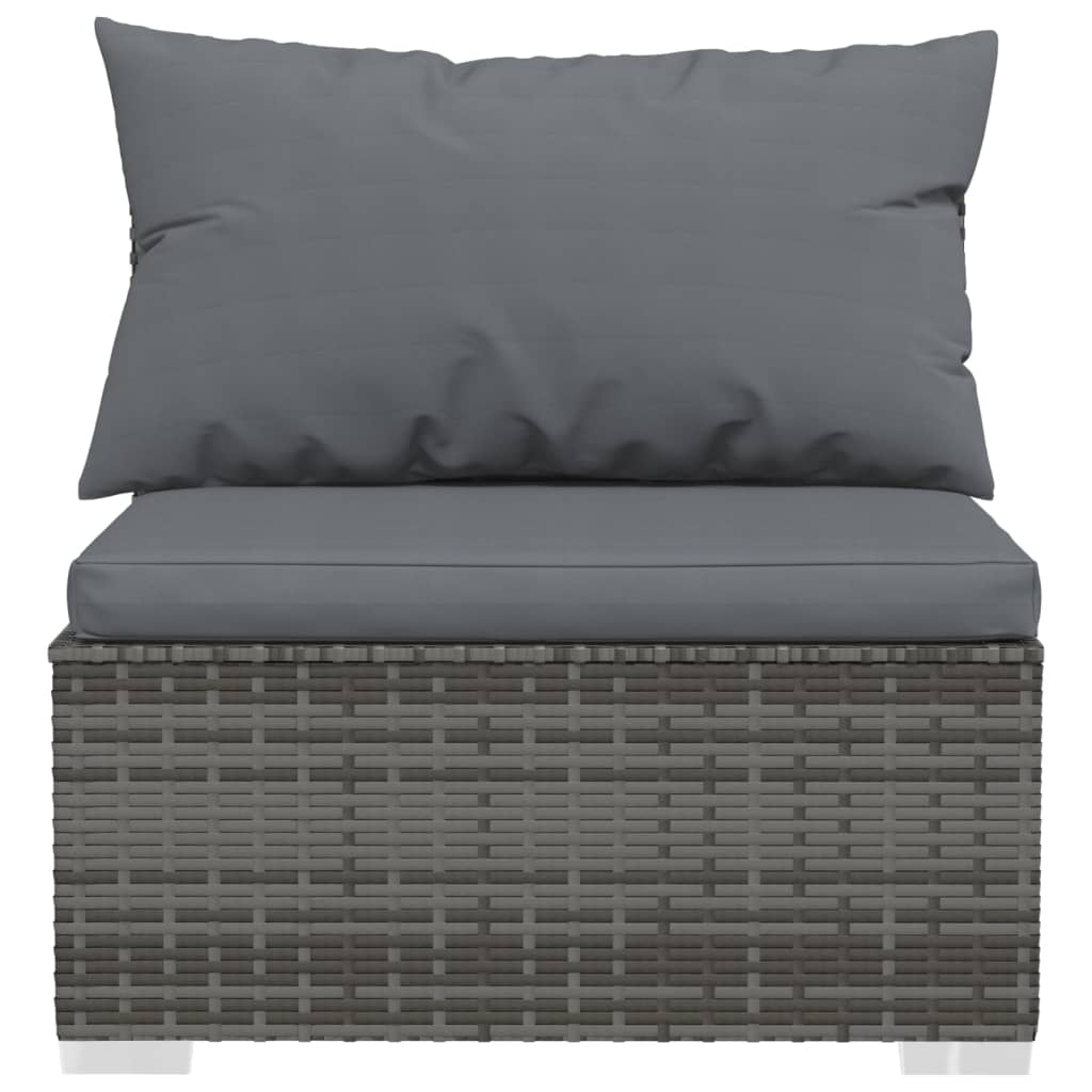 2-részes szürke polyrattan kerti ülőgarnitúra párnákkal