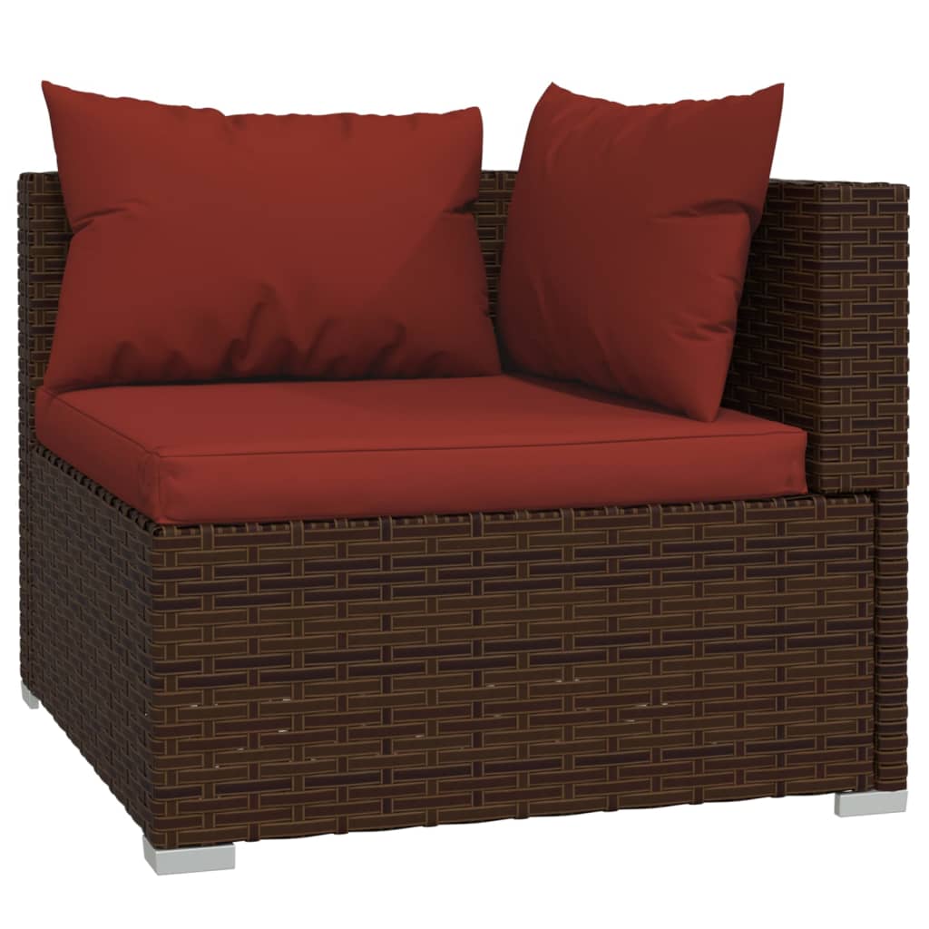 10-részes barna polyrattan kerti ülőgarnitúra párnákkal 10-részes barna polyrattan kerti ülőgarnitúra párnákkal