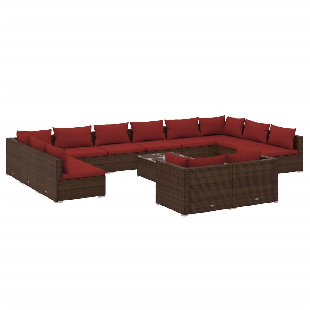 13 részes barna polyrattan kerti ülőgarnitúra párnákkal