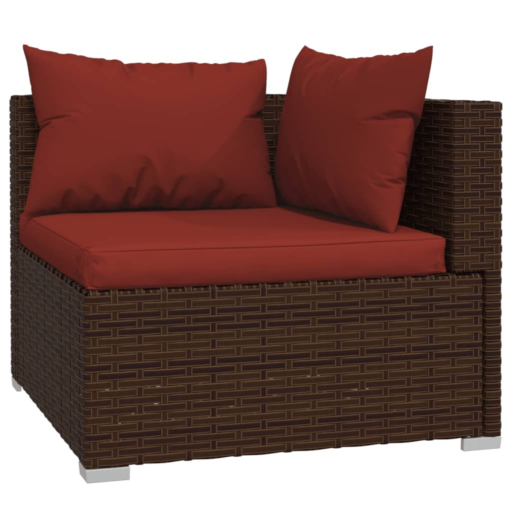 13 részes barna polyrattan kerti ülőgarnitúra párnákkal