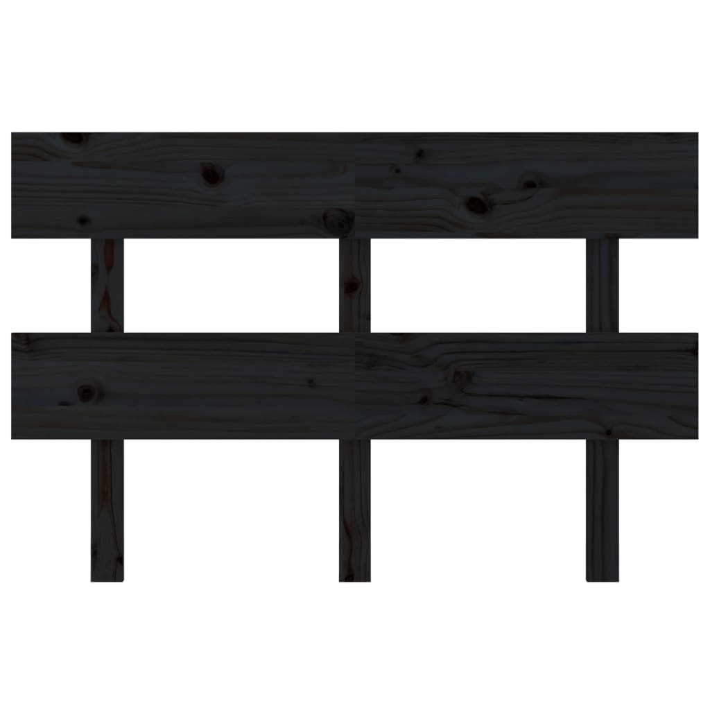 Fekete tömör fenyőfa ágyfejtámla 144x3x81 cm