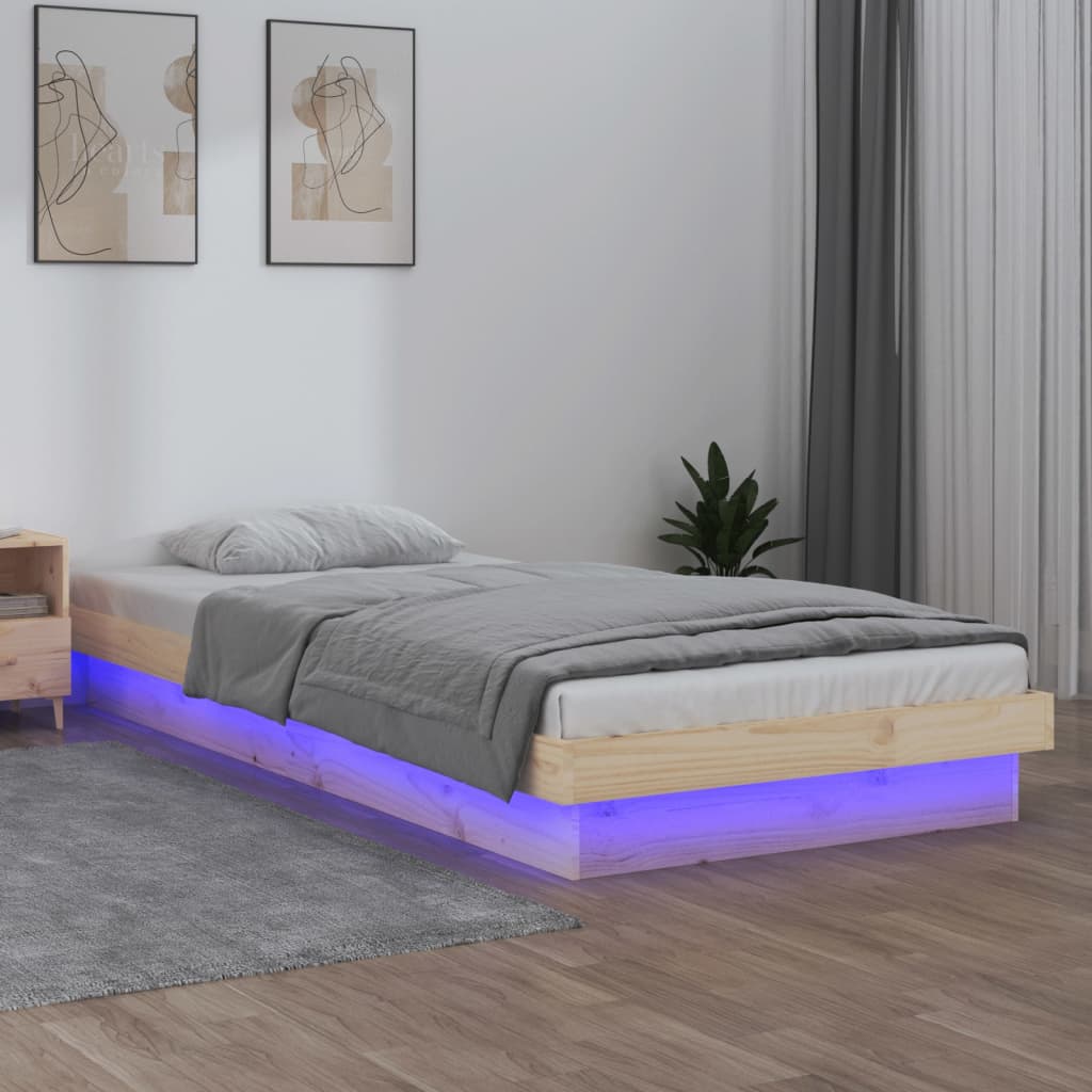Tömör fa ágykeret led-ekkel 75 x 190 cm (2ft6 small single)