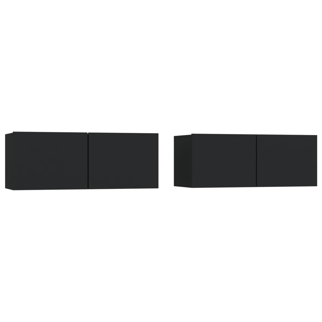 2 db fekete szerelt fa tv-szekrény 80 x 30 x 30 cm 2 db fekete szerelt fa tv-szekrény 80 x 30 x 30 cm