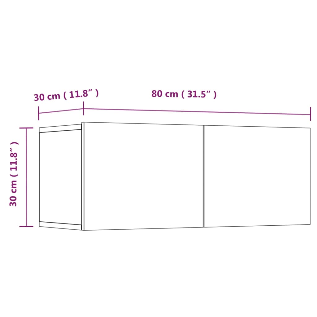 2 db fekete szerelt fa tv-szekrény 80 x 30 x 30 cm 2 db fekete szerelt fa tv-szekrény 80 x 30 x 30 cm