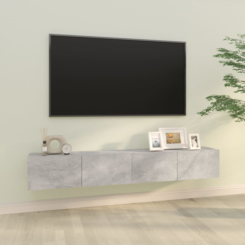 2 db betonszürke szerelt fa fali tv-szekrény 100 x 30 x 30 cm 2 db betonszürke szerelt fa fali tv-szekrény 100 x 30 x 30 cm