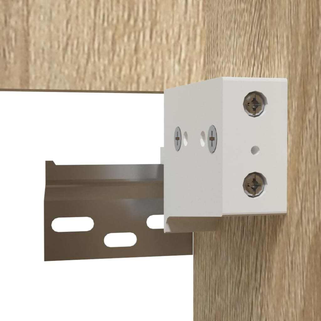 Sonoma tölgy színű szerelt fa fürdőszobaszekrény tükörrel