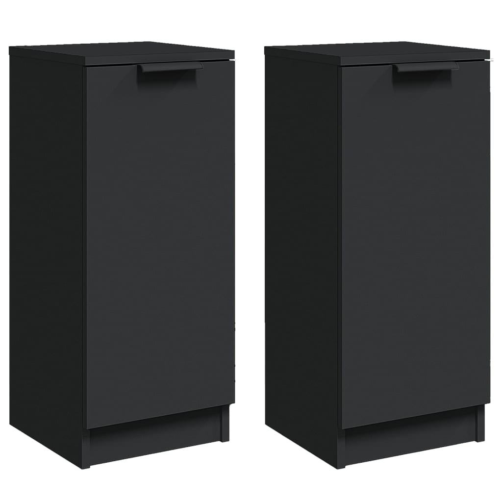 2 db fekete szerelt fa tálalószekrény 30 x 30 x 70 cm