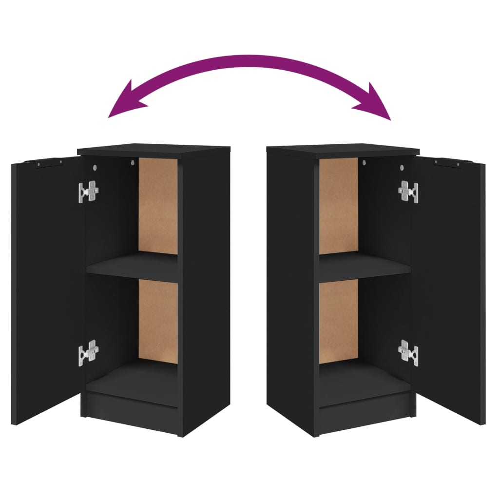 2 db fekete szerelt fa tálalószekrény 30 x 30 x 70 cm