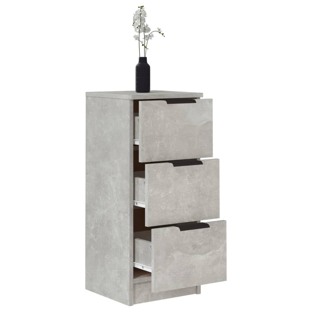 2 db betonszürke szerelt fa tálalóasztal 30 x 30 x 70 cm