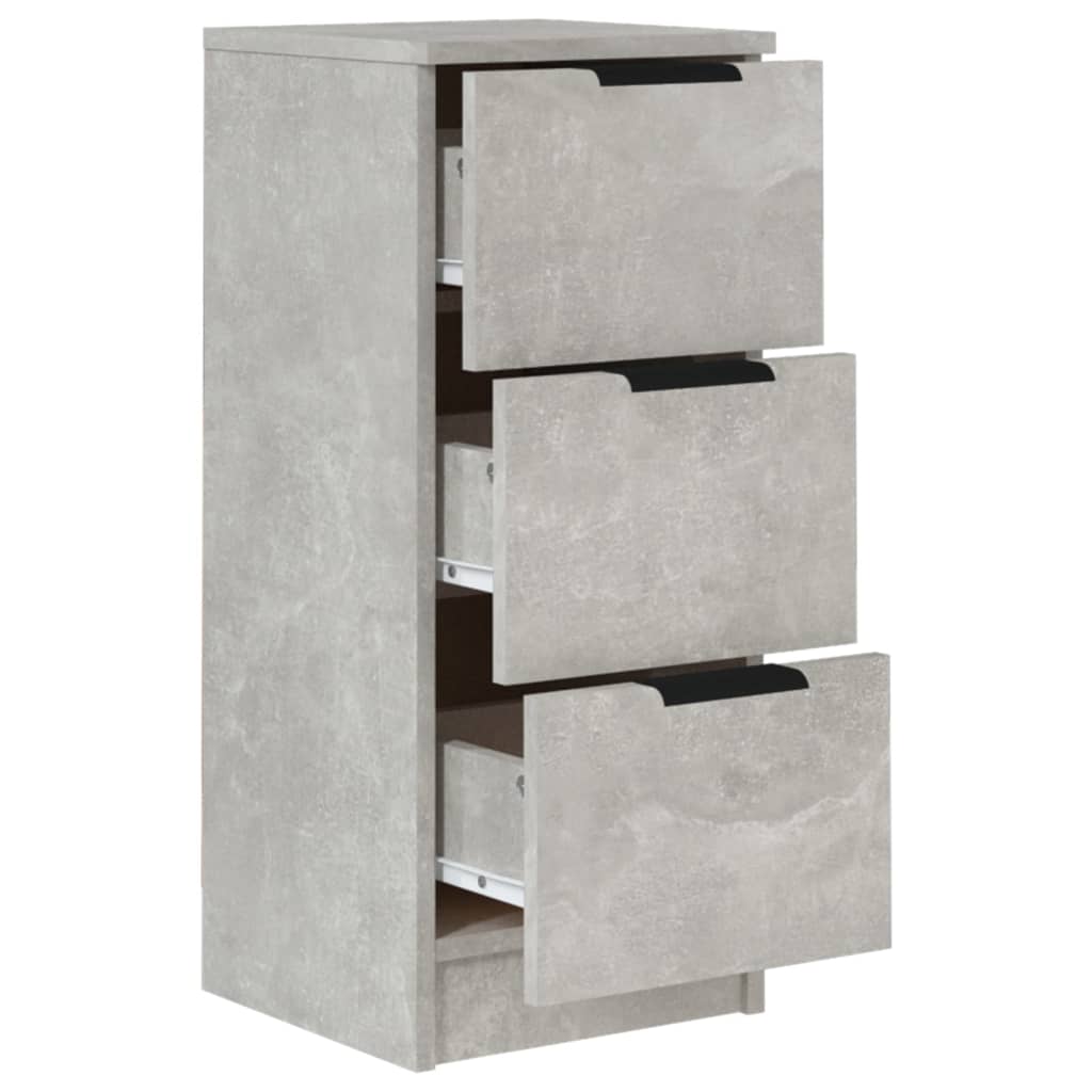 2 db betonszürke szerelt fa tálalóasztal 30 x 30 x 70 cm