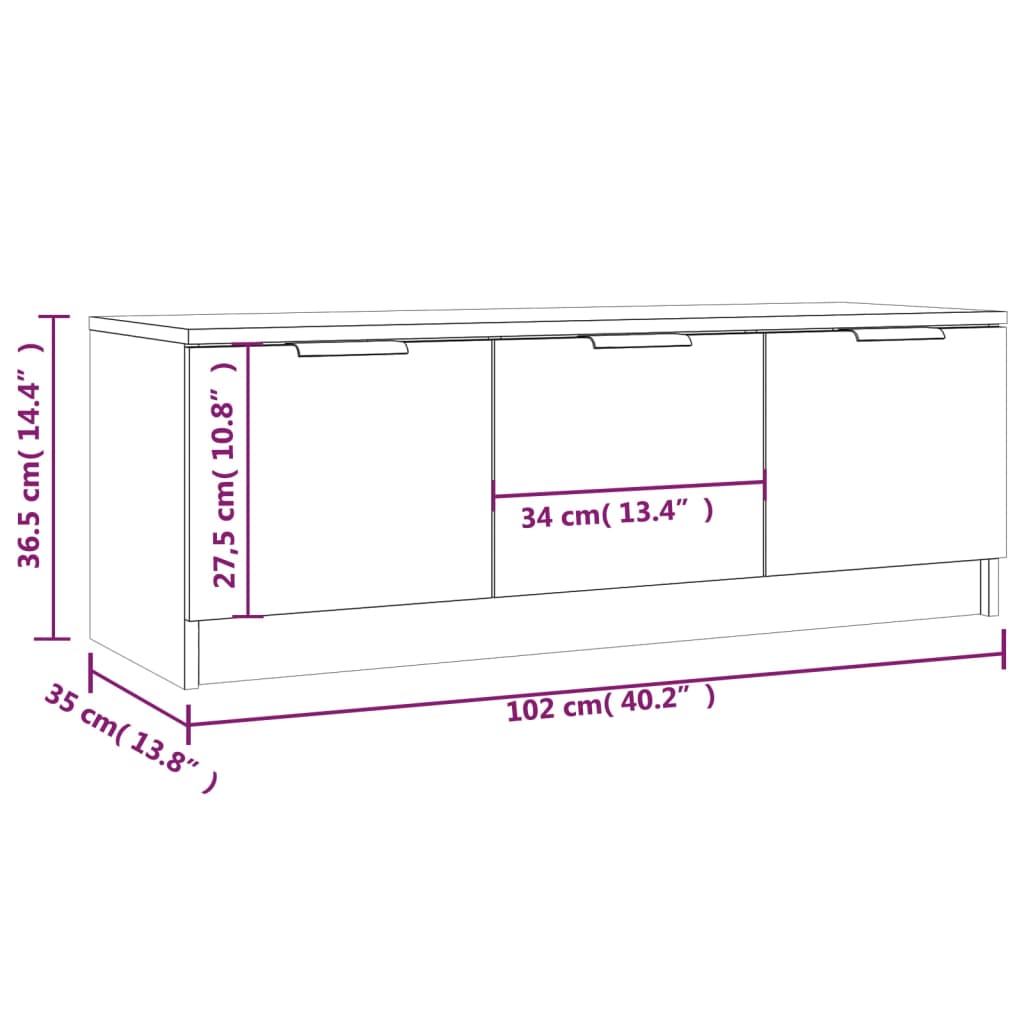 Sonoma tölgy színű szerelt fa tv-szekrény 102 x 35 x 36,5 cm