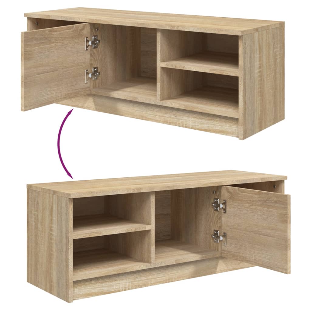 Sonoma-tölgyszínű szerelt fa tv-szekrény 102 x 35,5 x 36,5 cm