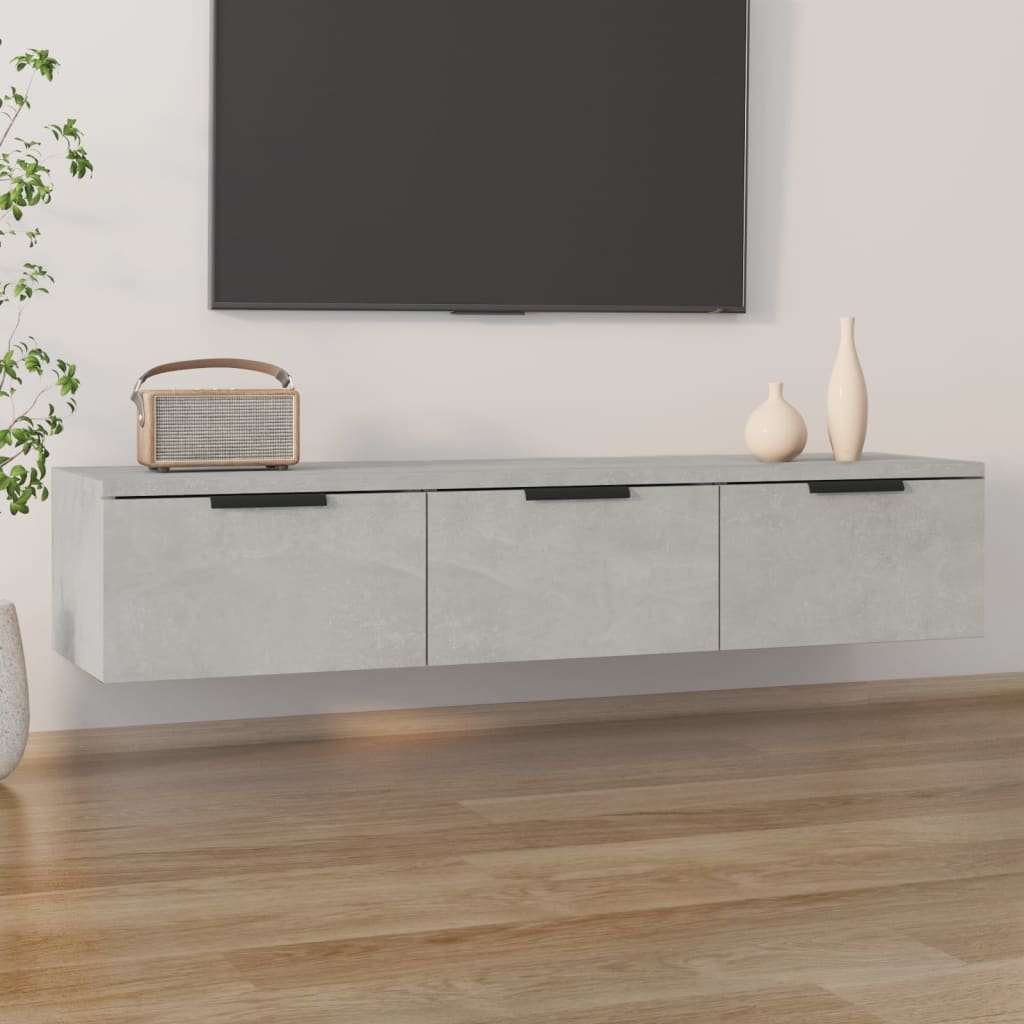 Betonszürke szerelt fa faliszekrény 102 x 30 x 20 cm