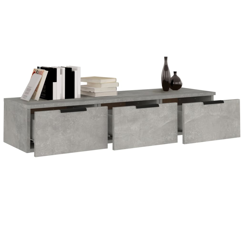 Betonszürke szerelt fa faliszekrény 102 x 30 x 20 cm