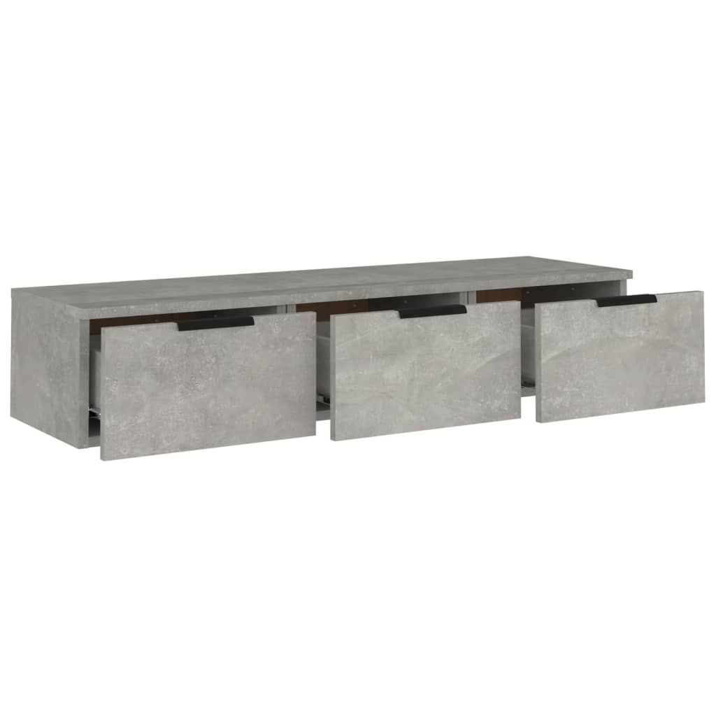 Betonszürke szerelt fa faliszekrény 102 x 30 x 20 cm