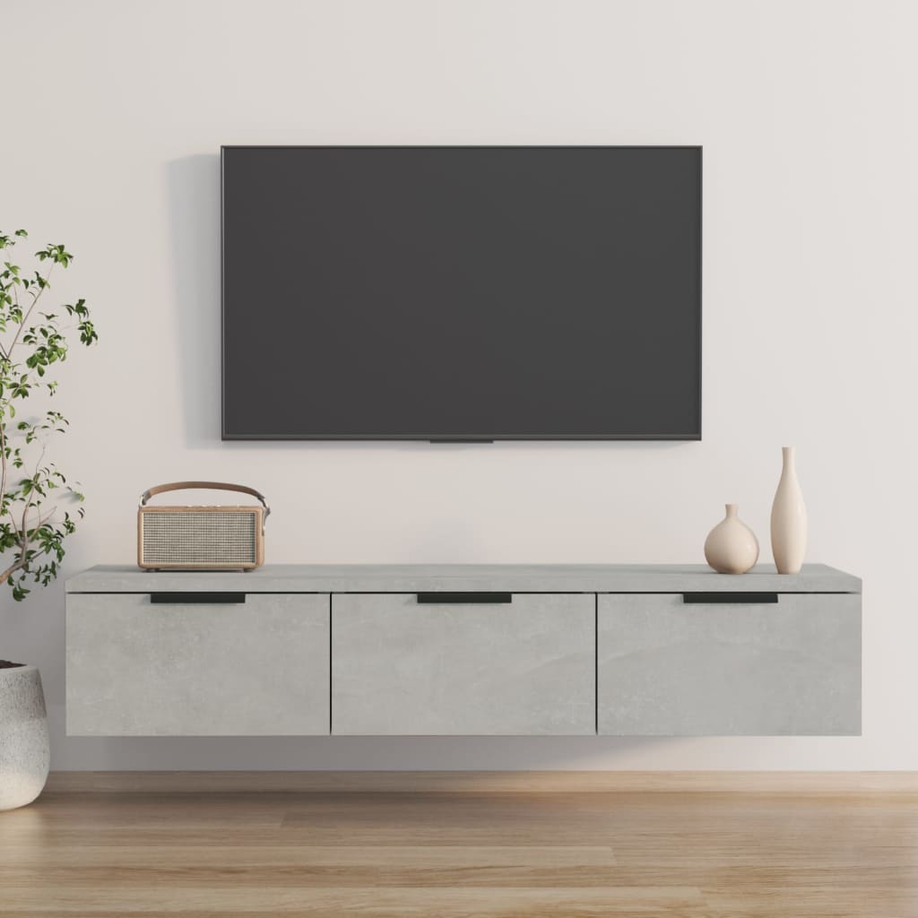 Betonszürke szerelt fa faliszekrény 102 x 30 x 20 cm
