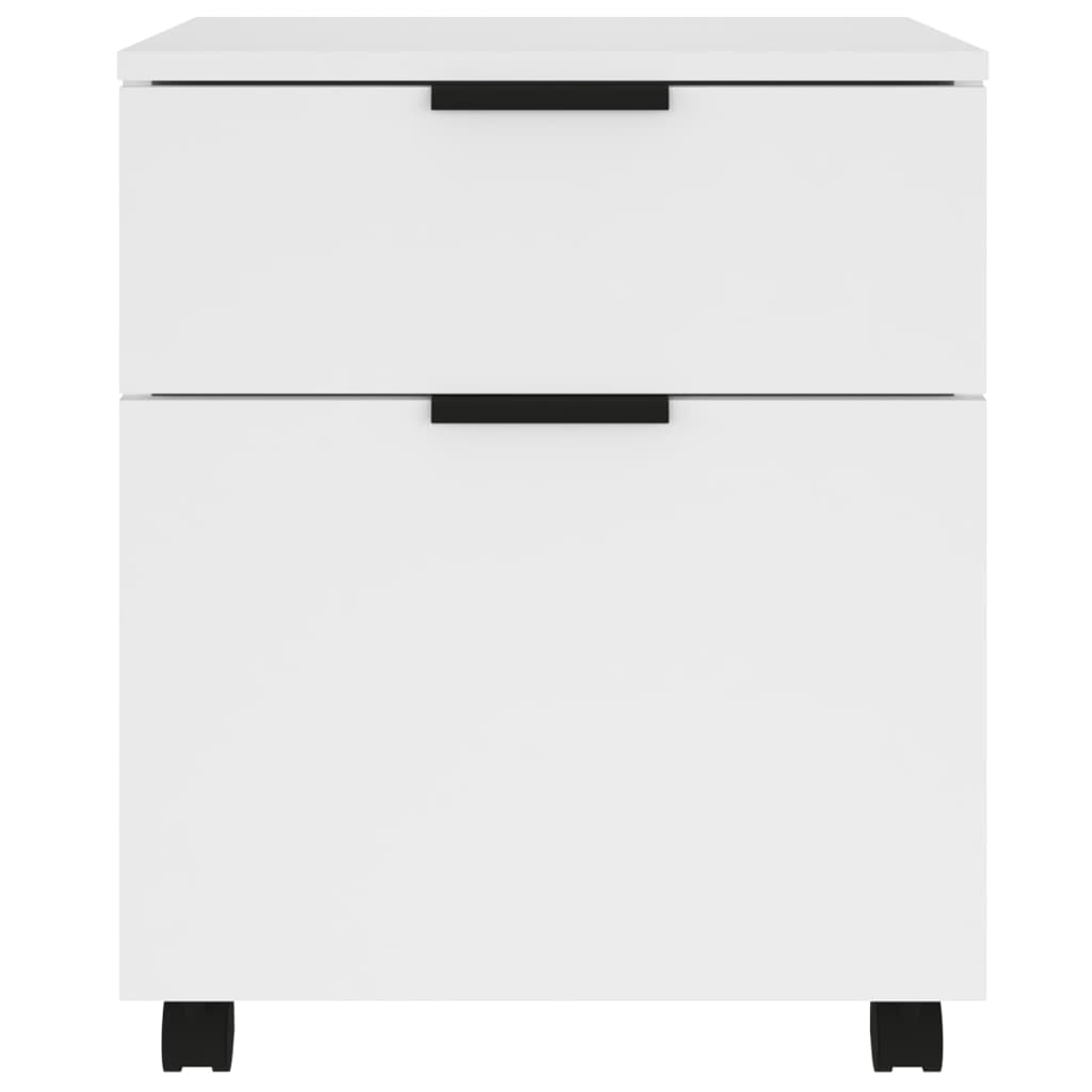 Fehér szerelt fa mobil iratszekrény kerekekkel 45 x 38 x 45 cm