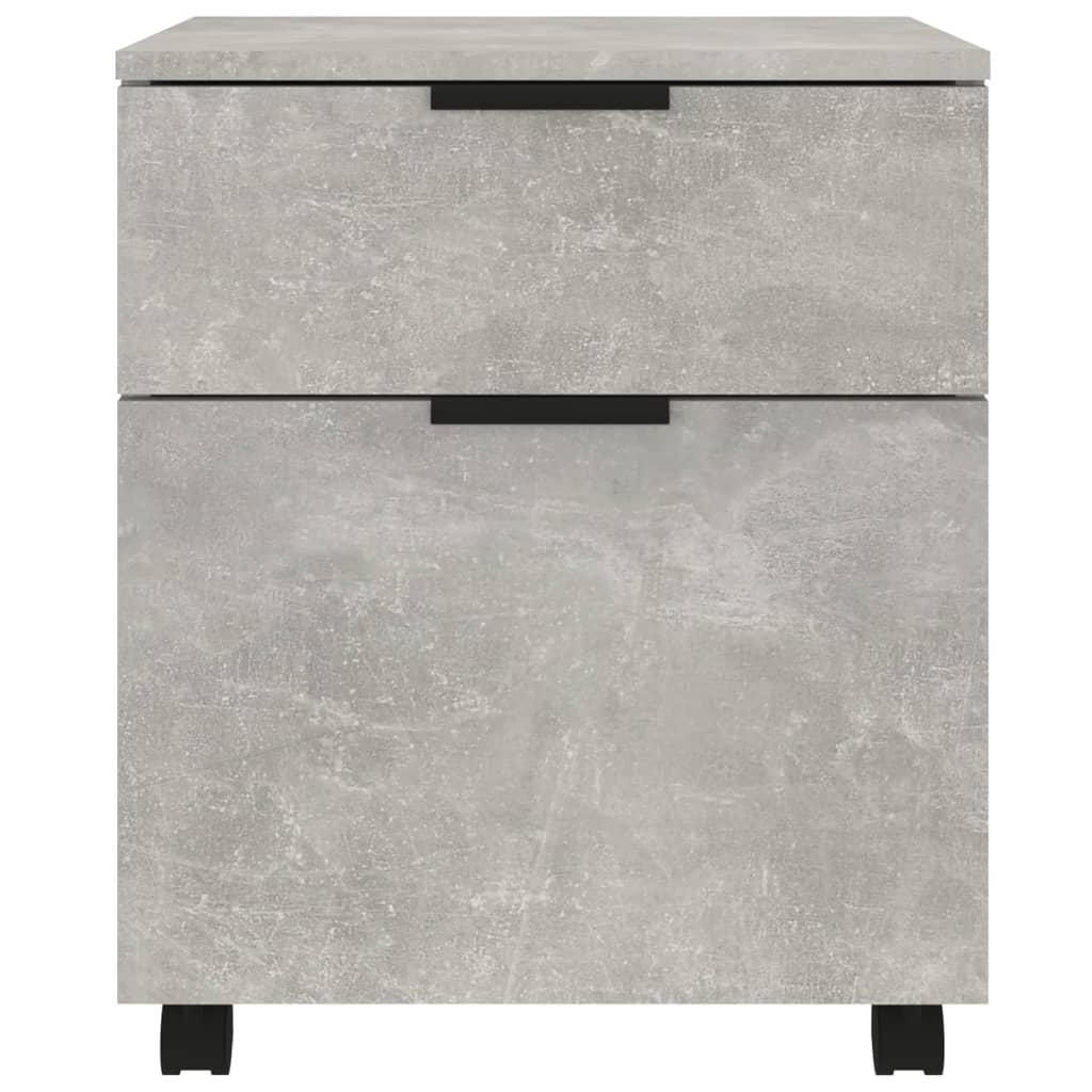Betonszürke szerelt fa mobil iratszekrény kerekekkel 45x38x45cm